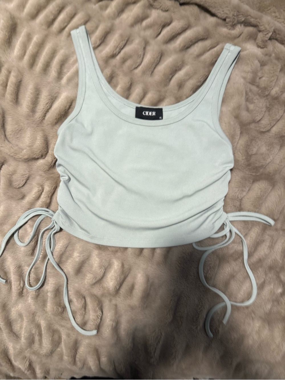 Cider Pale Mint Ribbed Side-Tie Crop Tank